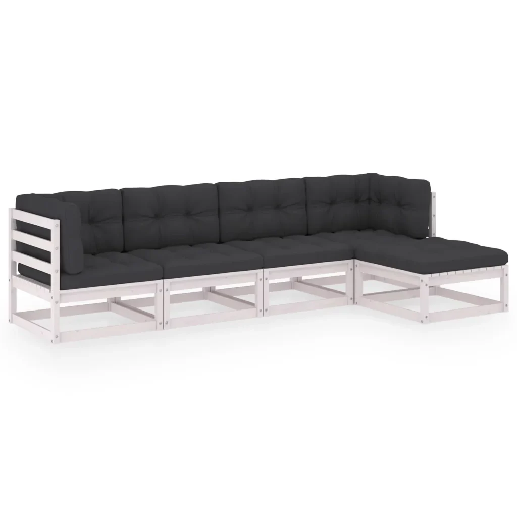 Set Divani da Giardino 5 pz con Cuscini Legno Massello di Pino 3076585 - Image 2