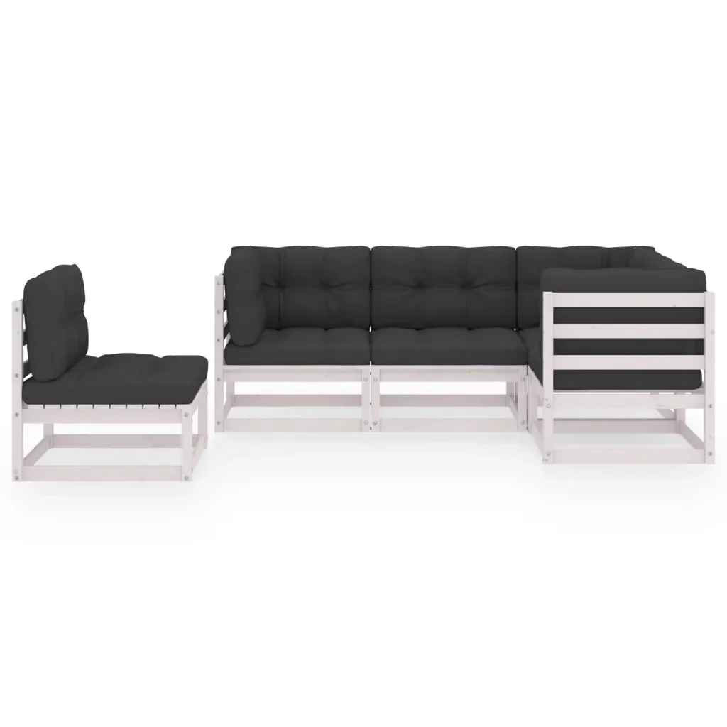 Set Divani da Giardino 5 pz con Cuscini Legno Massello di Pino 3076625 - Image 3