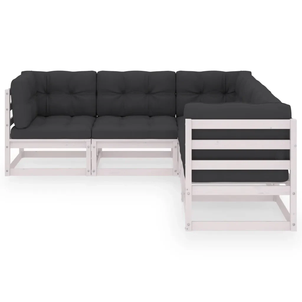 Set Divani Giardino 6 pz con Cuscini in Legno Massello di Pino 3076775 - Image 3