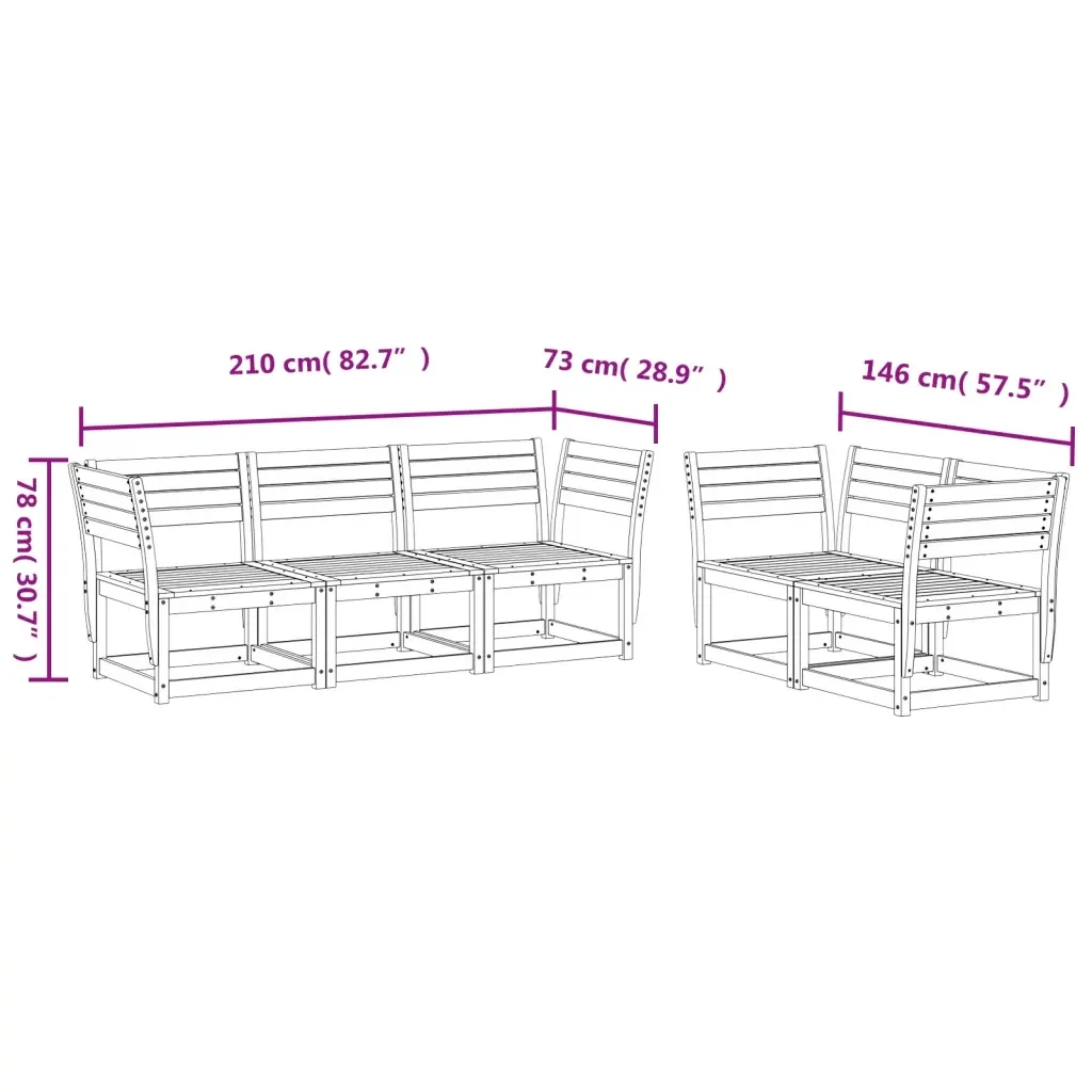 Set Divani da Giardino 5 pz in Legno Massello di Pino 3216995 - Image 8