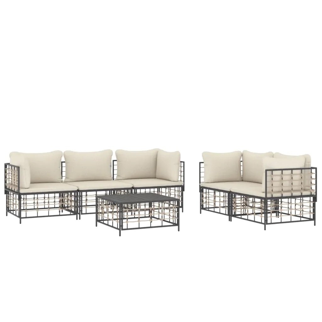 Set Divani da Giardino 6 pz con Cuscini Antracite in Polyrattan 3186704 - Image 3