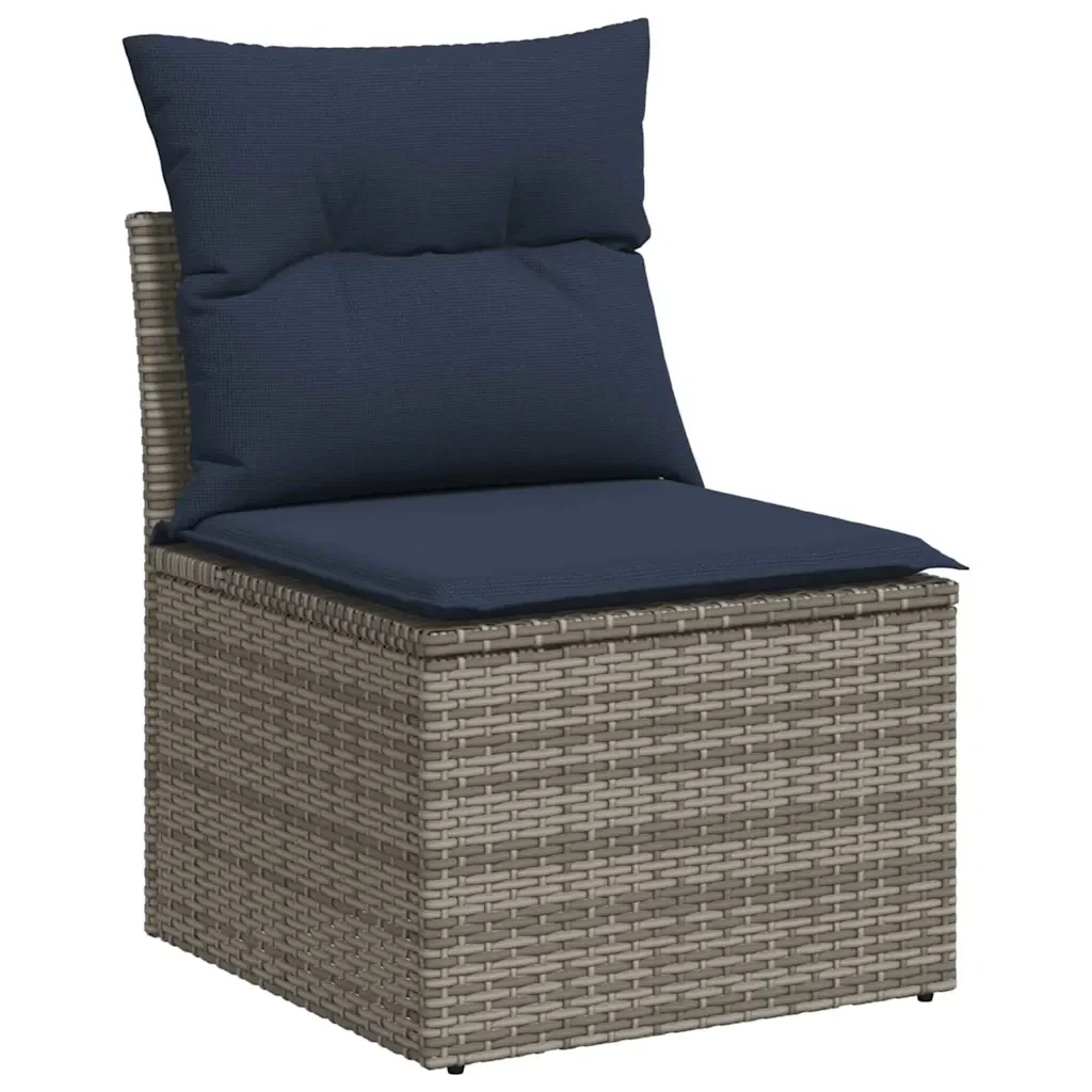 Set Divani da Giardino 6 pz con Cuscini Grigio in Polyrattan - Image 3