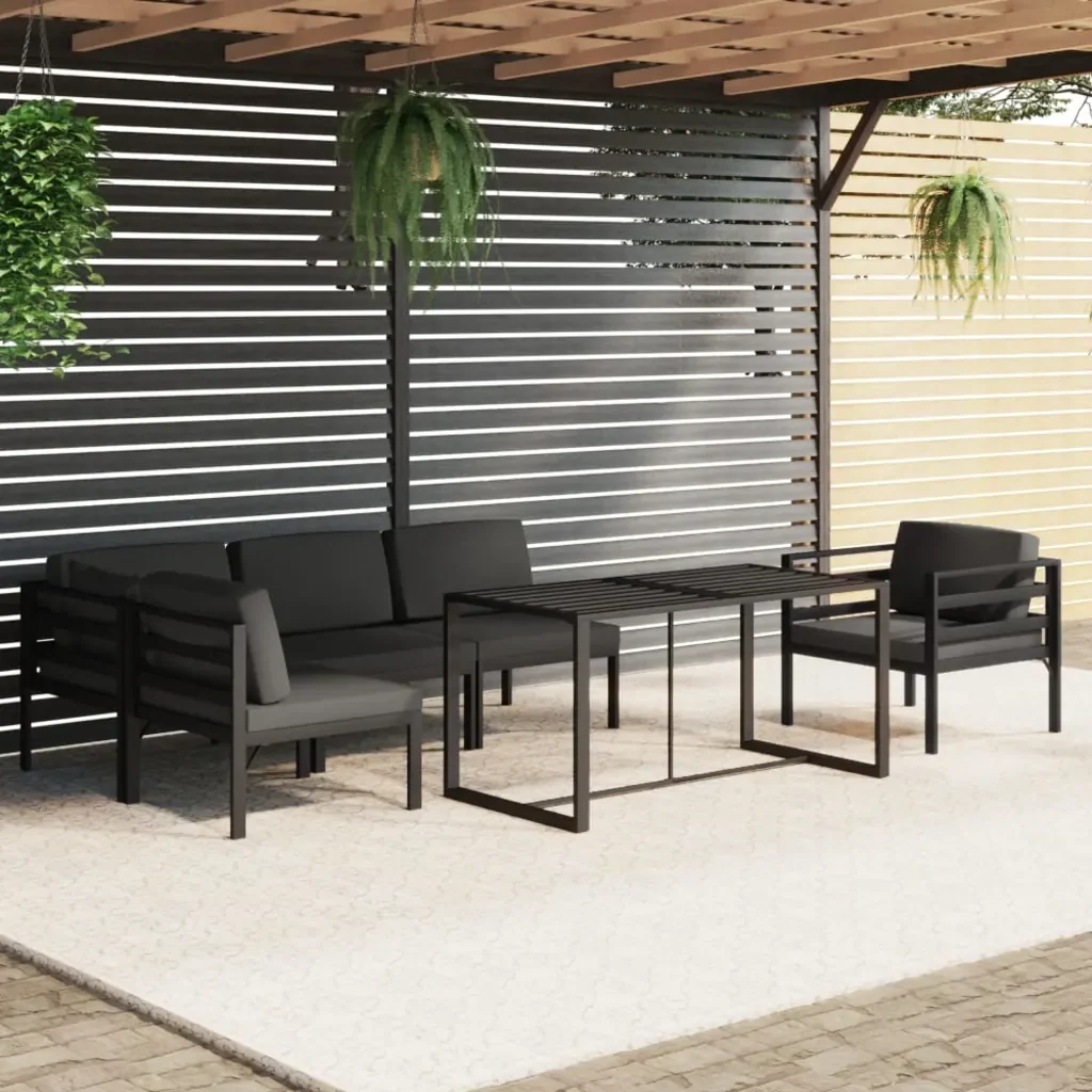 Set Divani da Giardino 6 pz con Cuscini in Alluminio Antracite