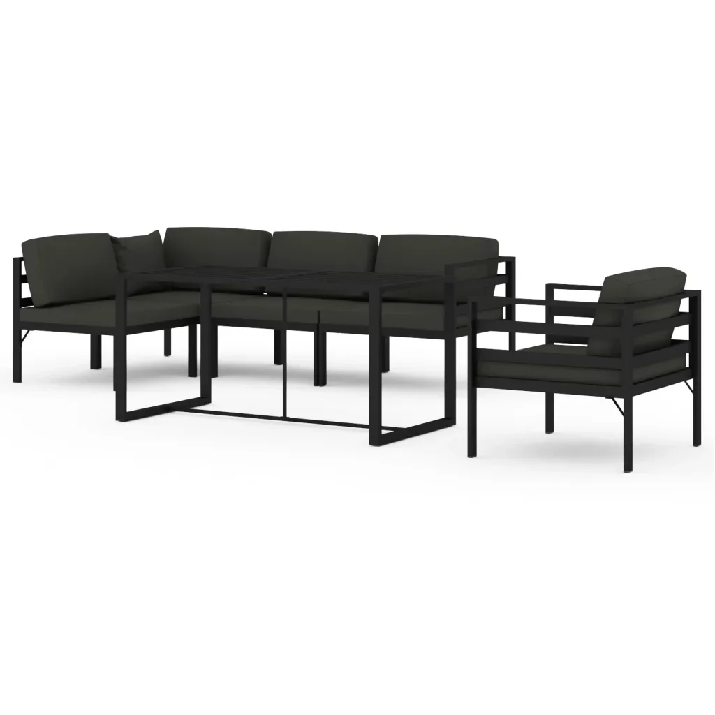 Set Divani da Giardino 6 pz con Cuscini in Alluminio Antracite - Image 2