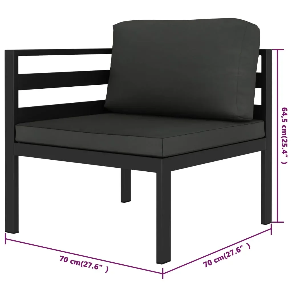 Set Divani da Giardino 6 pz con Cuscini in Alluminio Antracite - Image 6
