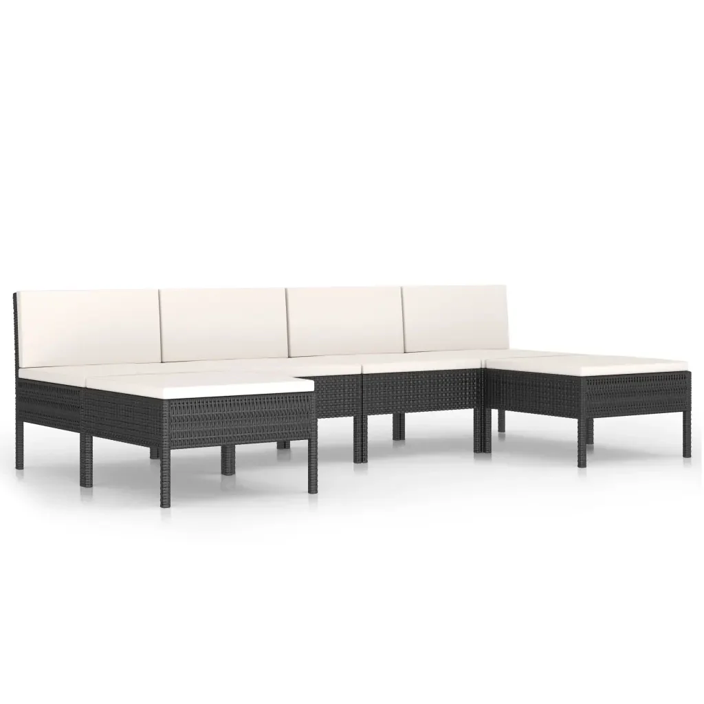 Set Divani da Giardino 6 pz con Cuscini in Polyrattan Nero 3056986 - Image 2