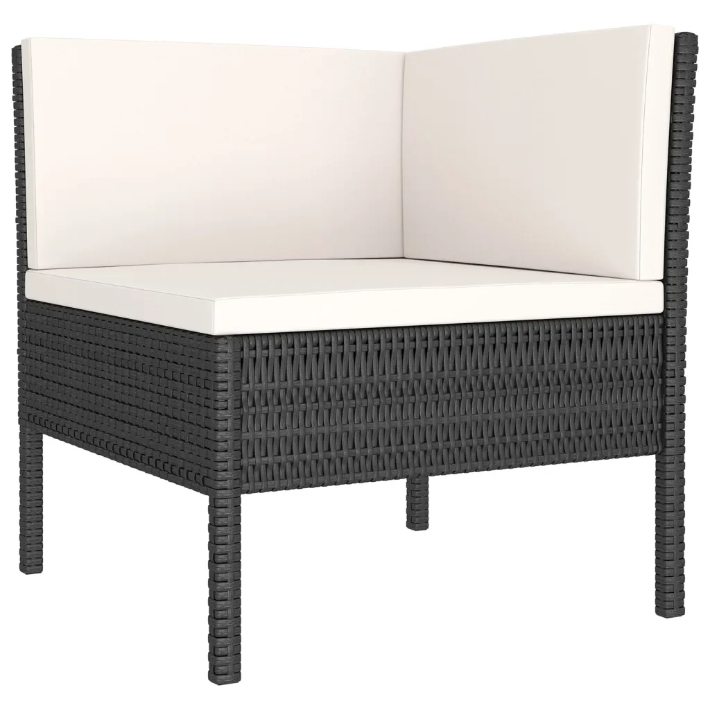 Set Divani da Giardino 6 pz con Cuscini in Polyrattan Nero 3094372 - Image 4