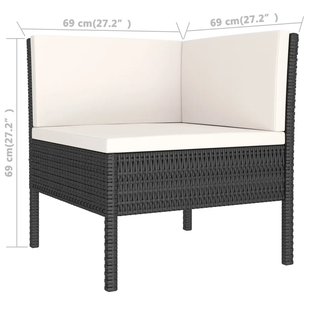 Set Divani da Giardino 6 pz con Cuscini in Polyrattan Nero 3094372 - Image 8