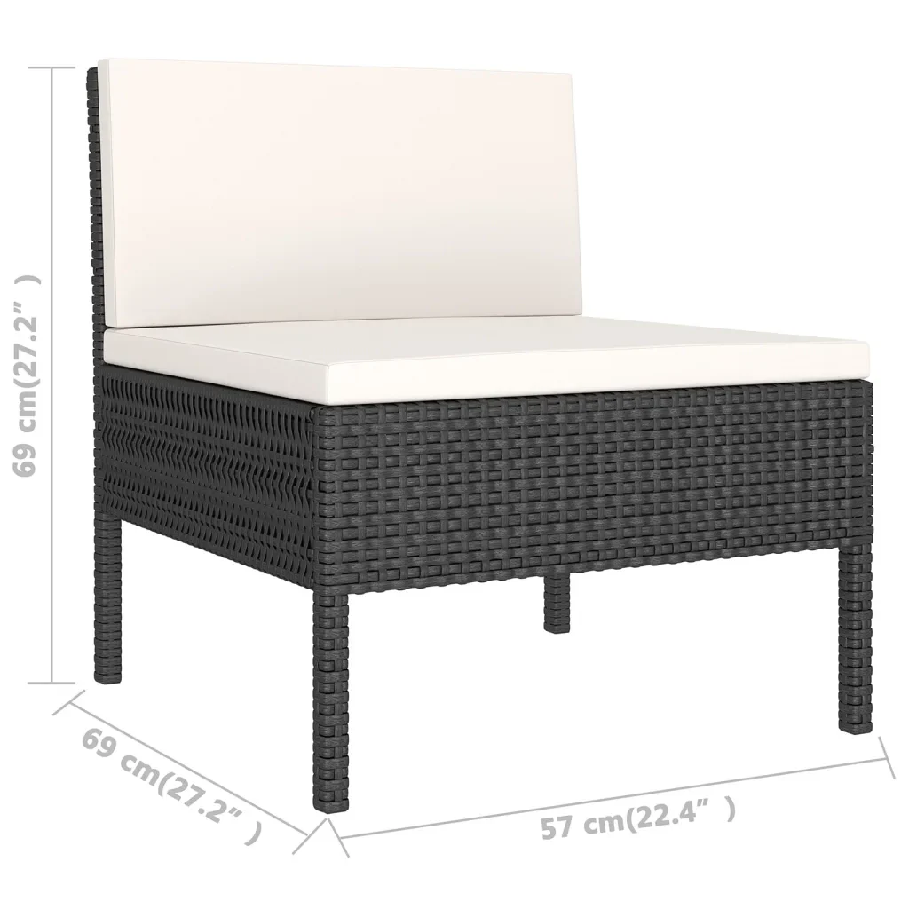 Set Divani da Giardino 6 pz con Cuscini in Polyrattan Nero 3094372 - Image 9