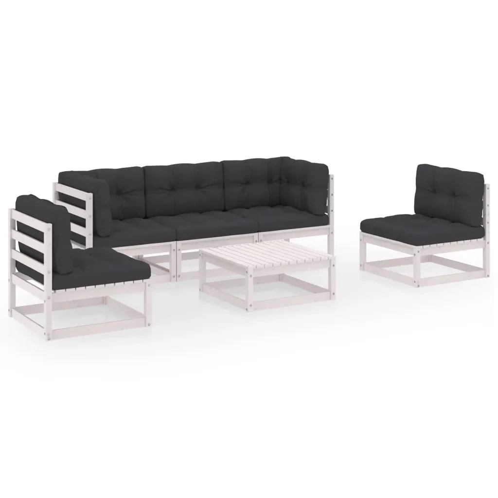 Set Divani da Giardino 6 pz con Cuscini Legno Massello di Pino 3076445 - Image 2