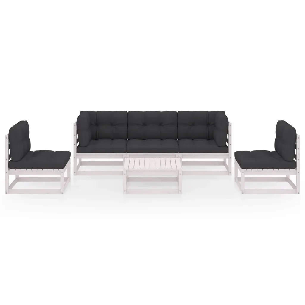 Set Divani da Giardino 6 pz con Cuscini Legno Massello di Pino 3076445 - Image 3