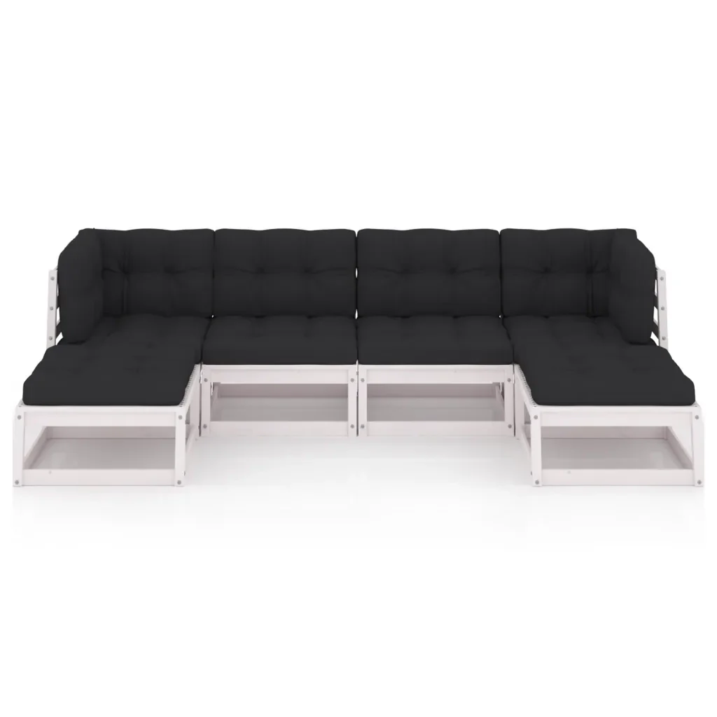 Set Salotto da Giardino 6 pz Bianco in Legno Massello di Pino 3077115 - Image 3