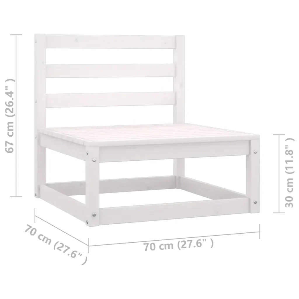 Set Salotto da Giardino 6 pz Bianco in Legno Massello di Pino 3077115 - Image 9