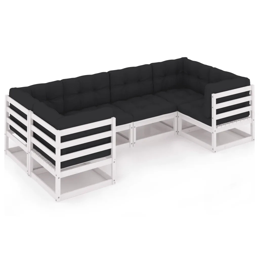 Set Salotto da Giardino 6 pz Bianco in Legno Massello di Pino 3077295 - Image 2