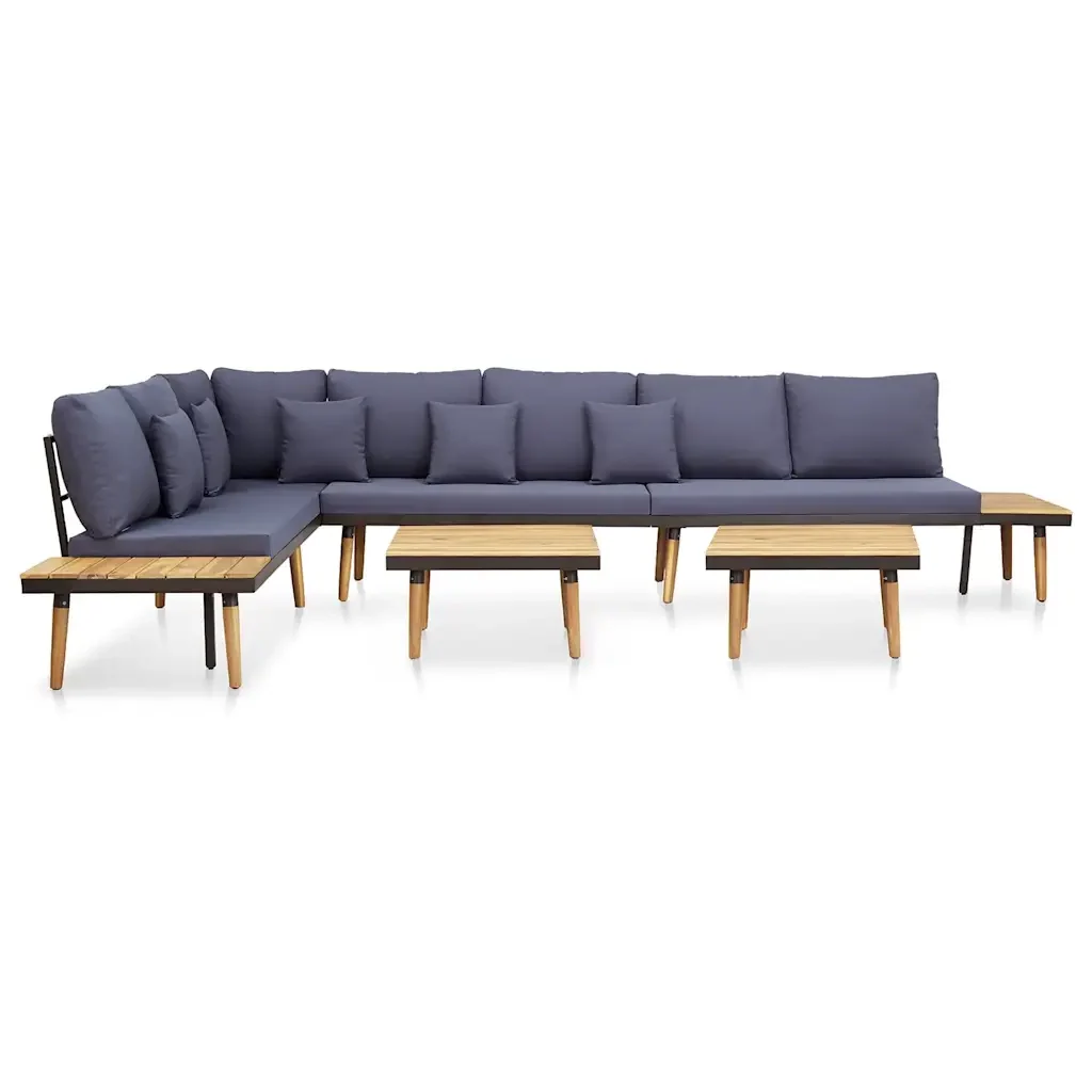 Set Divani da Giardino 7 Posti con Cuscini Legno Acacia Marrone 46483 - Image 2