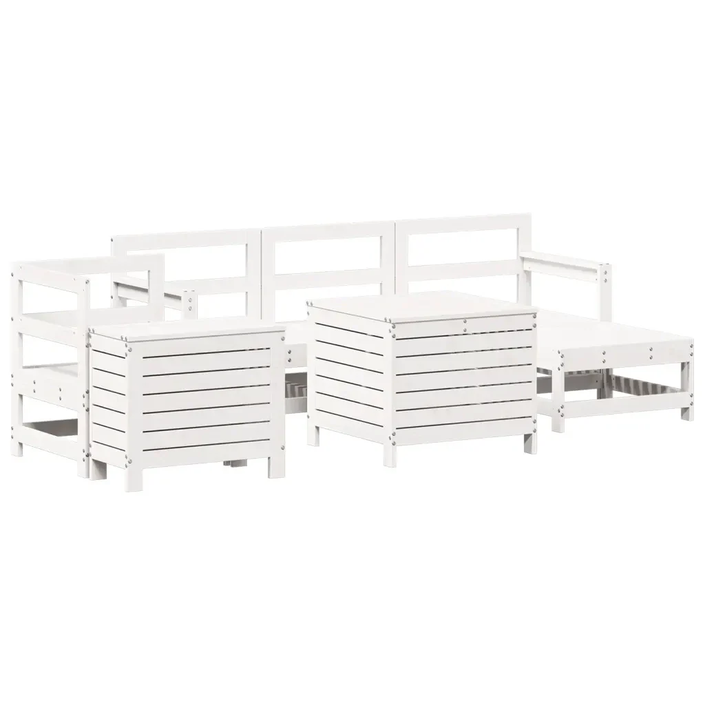 Set Divani da Giardino 7 pz Bianco in Legno Massello di Pino 3250545 - Image 2
