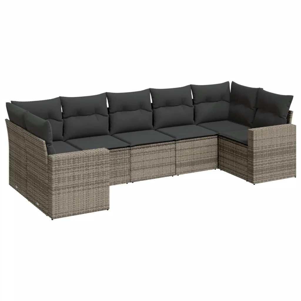 Set Divani da Giardino 7 pz con Cuscini Grigio in Polyrattan 3219380 - Image 2