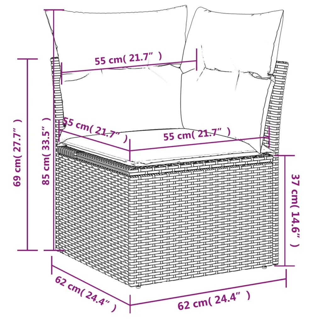 Set Divani da Giardino 7 pz con Cuscini Grigio in Polyrattan 3221609 - Image 9