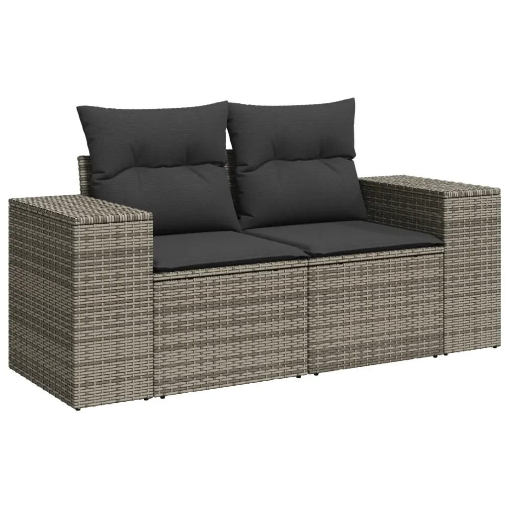 Set Divani da Giardino 7 pz con Cuscini Grigio in Polyrattan 3222809 - Image 3