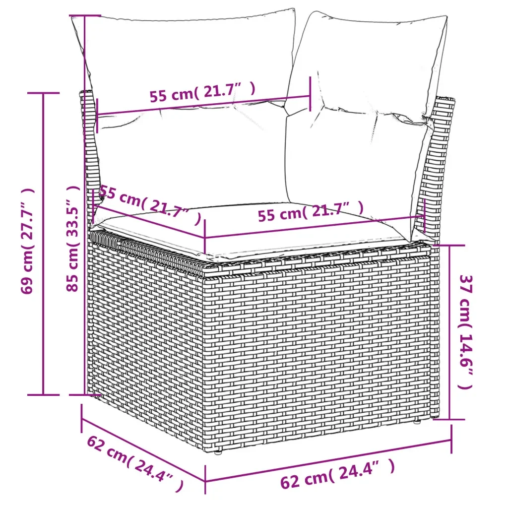 Set Divani da Giardino 7 pz con Cuscini Grigio in Polyrattan 3222809 - Image 9