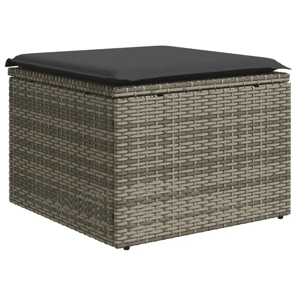 Set Divani da Giardino 7 pz con Cuscini Grigio in Polyrattan 3226186 - Image 6