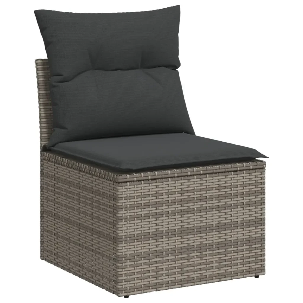 Set Divani da Giardino 7 pz con Cuscini Grigio in Polyrattan 3267420 - Image 4