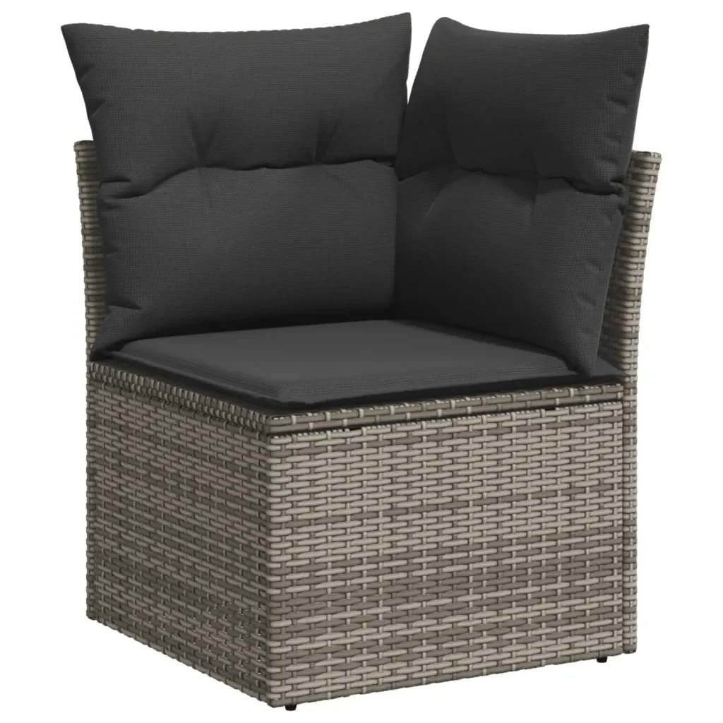 Set Divani da Giardino 7 pz con Cuscini Grigio in Polyrattan 3268050 - Image 4