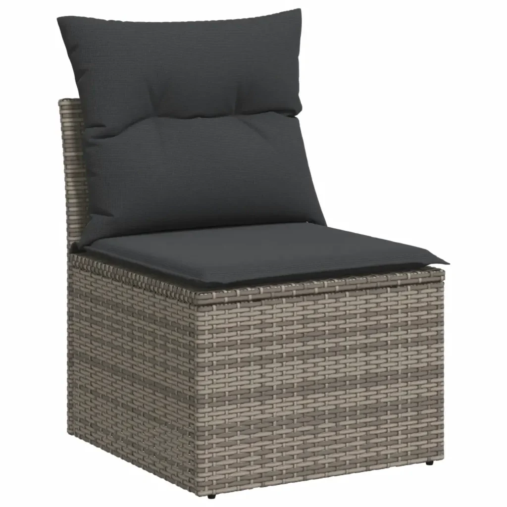 Set Divani da Giardino 7 pz con Cuscini Grigio in Polyrattan 3268050 - Image 6