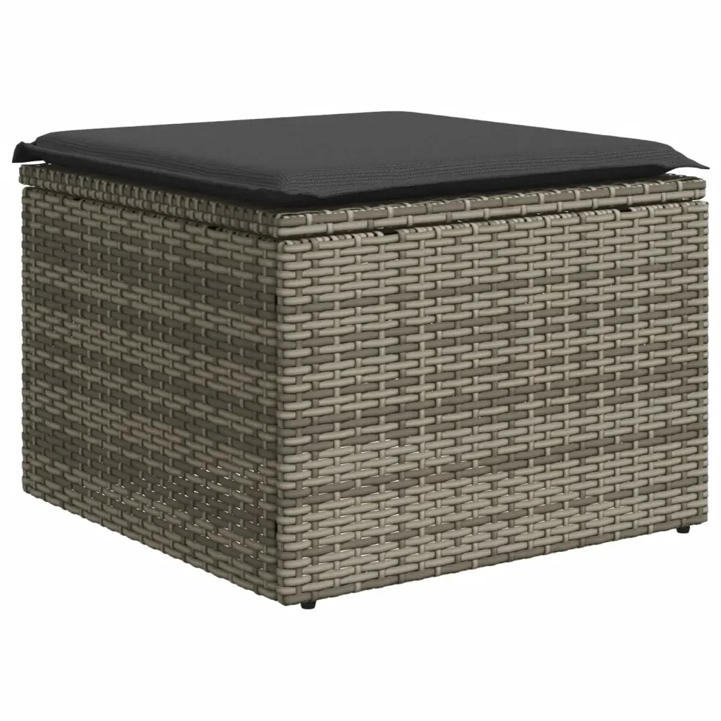 Set Divani da Giardino 7 pz con Cuscini Grigio in Polyrattan 3269310 - Image 6