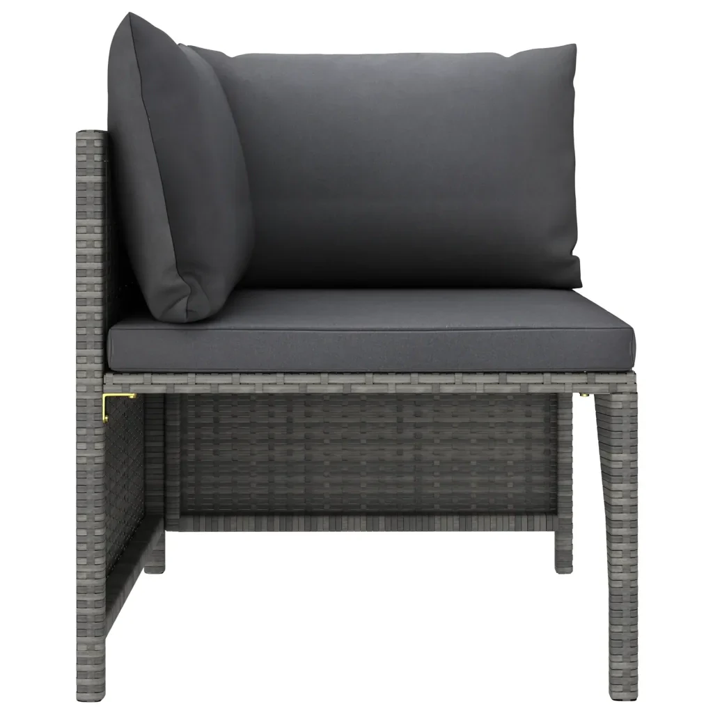 Set Divani da Giardino 7 pz con Cuscini in Polyrattan Grigio 3059764 - Image 4