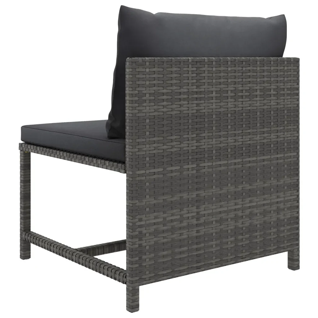 Set Divani da Giardino 7 pz con Cuscini in Polyrattan Grigio 3059764 - Image 7