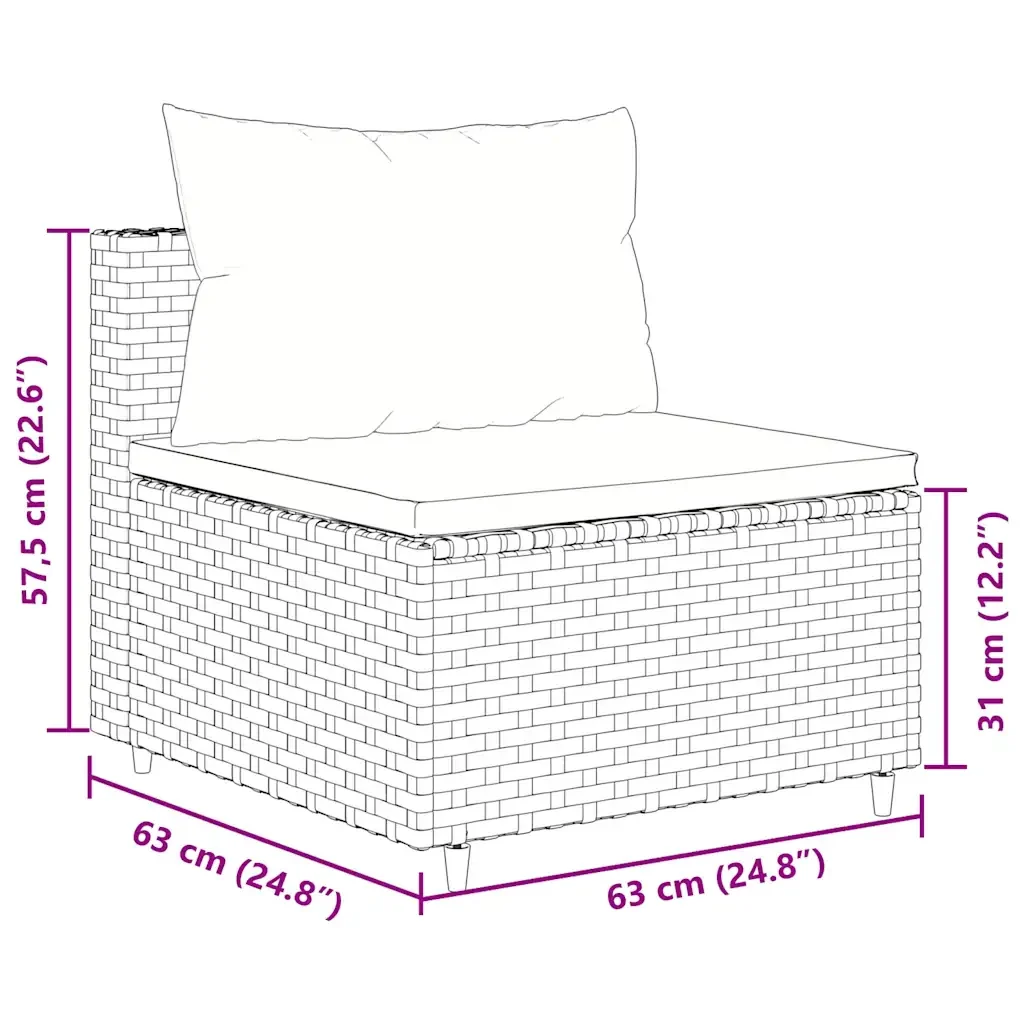 Set Divani da Giardino 7 pz con Cuscini in Polyrattan Marrone 3308189 - Image 9