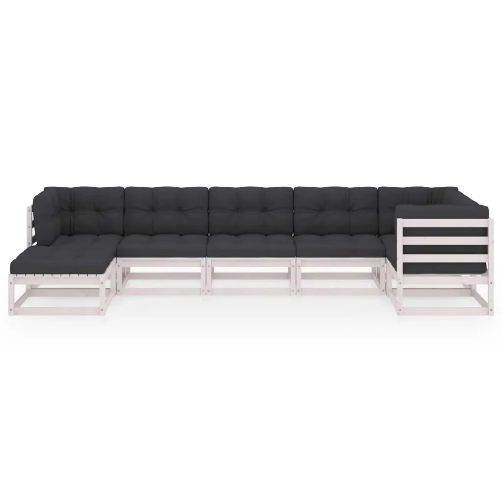 Set Salotto Giardino 7 pz Cuscini Antracite Legno Massello Pino 3076745 - Image 3