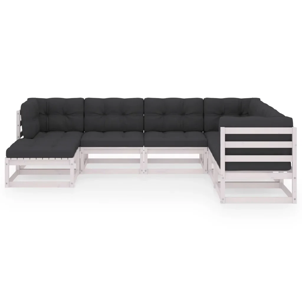 Set Salotto Giardino 7 pz Cuscini Antracite Legno Massello Pino 3076755 - Image 3