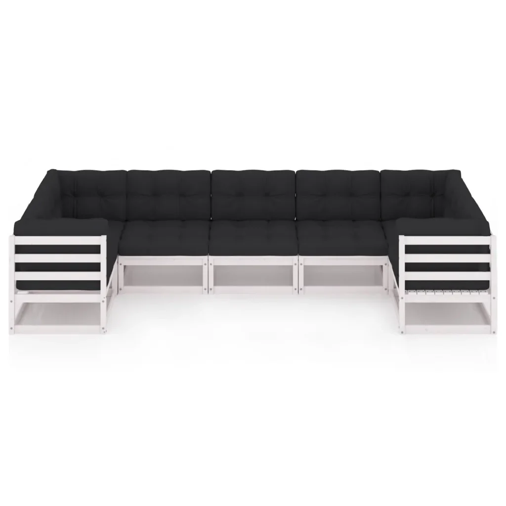Set Salotto Giardino 7pz con Cuscini Bianco Legno Massello Pino 3077305 - Image 3