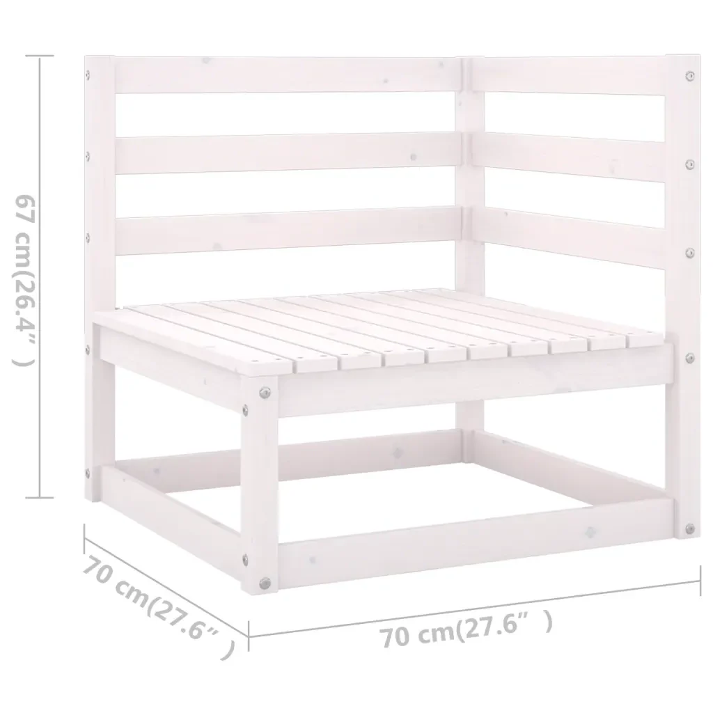 Set Salotto Giardino 7pz con Cuscini Bianco Legno Massello Pino 3077305 - Image 9