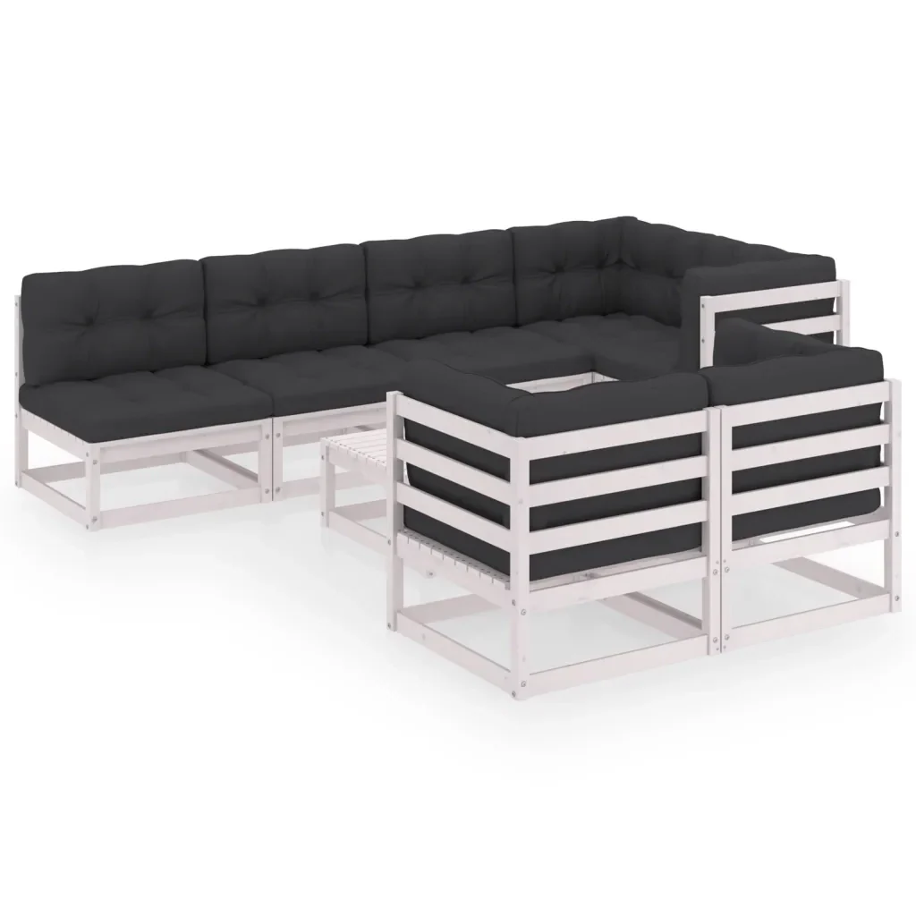 Set Salotto Giardino 8 pz Cuscini Antracite Legno Massello Pino 3076700 - Image 2