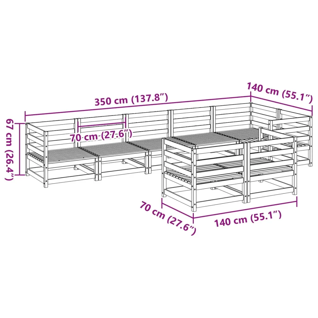 Set Divani da Giardino 8 pz in Legno Massello Abete Douglas 3299502 - Image 9