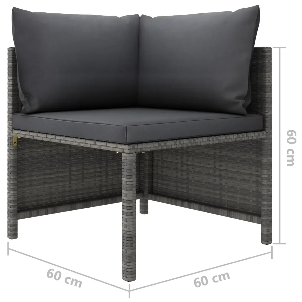 Set Divani da Giardino 9 pz con Cuscini in Polyrattan Grigio 3059765 - Image 10