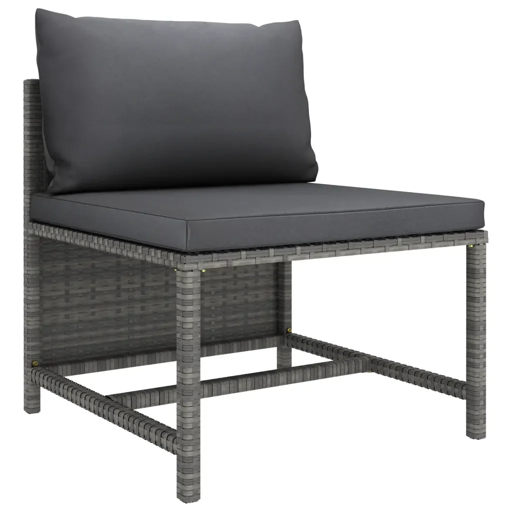 Set Divani da Giardino 9 pz con Cuscini in Polyrattan Grigio 3059773 - Image 5