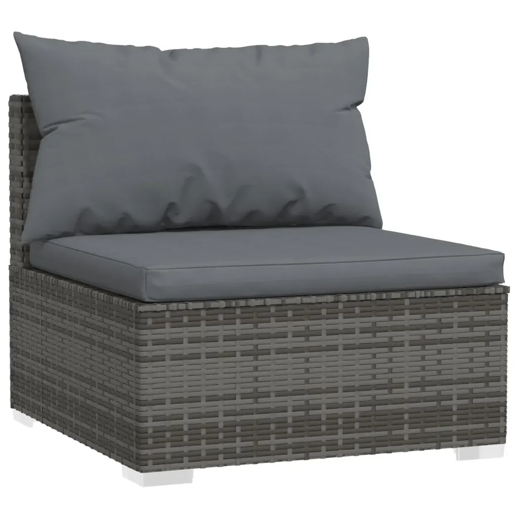 Set Divani da Giardino 9 pz con Cuscini in Polyrattan Grigio 3101789 - Image 3