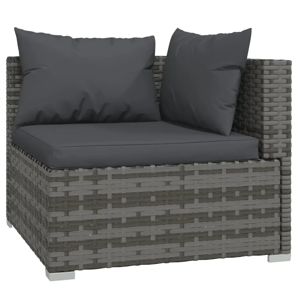 Set Divani da Giardino 9 pz con Cuscini in Polyrattan Grigio 3101909 - Image 3