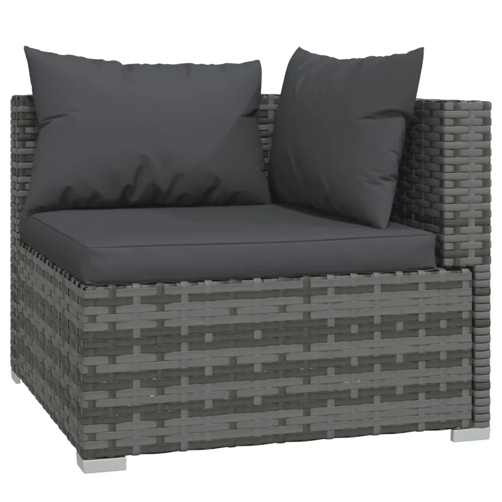 Set Divani da Giardino 9 pz con Cuscini in Polyrattan Grigio 3102421 - Image 3