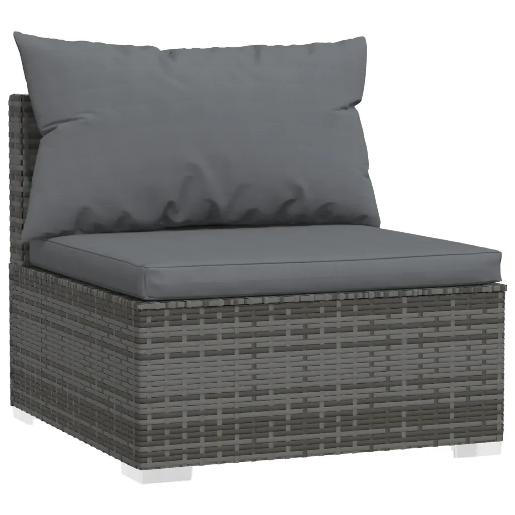 Set Divani da Giardino 9 pz con Cuscini in Polyrattan Grigio 3102565 - Image 4