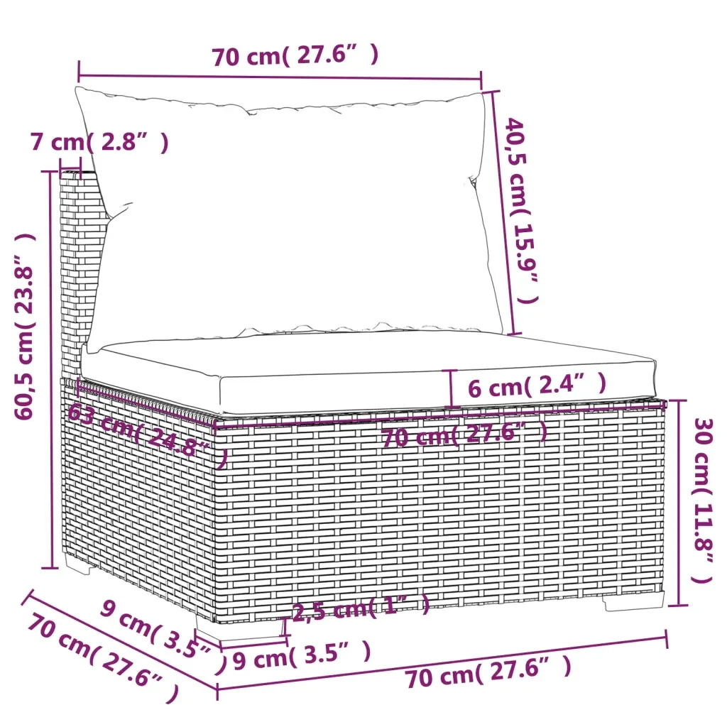 Set Divani da Giardino 9 pz con Cuscini in Polyrattan Grigio 3102565 - Image 7
