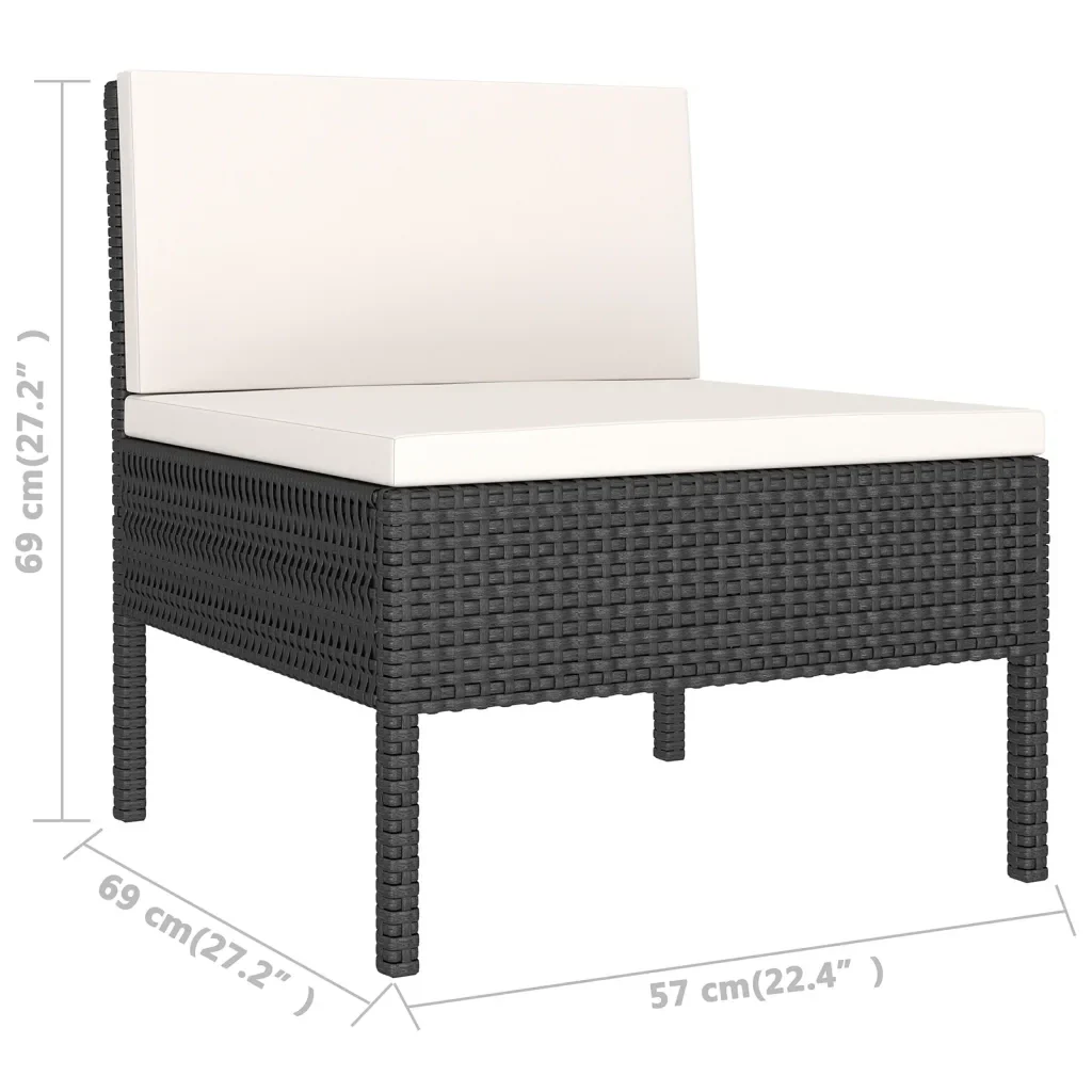 Set Divani da Giardino 9 pz con Cuscini in Polyrattan Nero 3094316 - Image 6