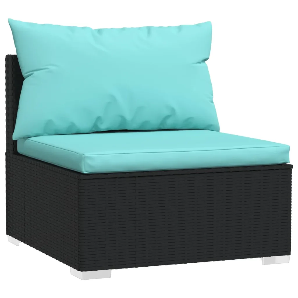 Set Divani da Giardino 9 pz con Cuscini in Polyrattan Nero 3101905 - Image 5