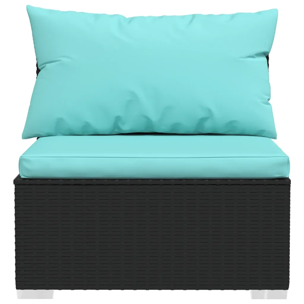 Set Divani da Giardino 9 pz con Cuscini in Polyrattan Nero 3101905 - Image 6