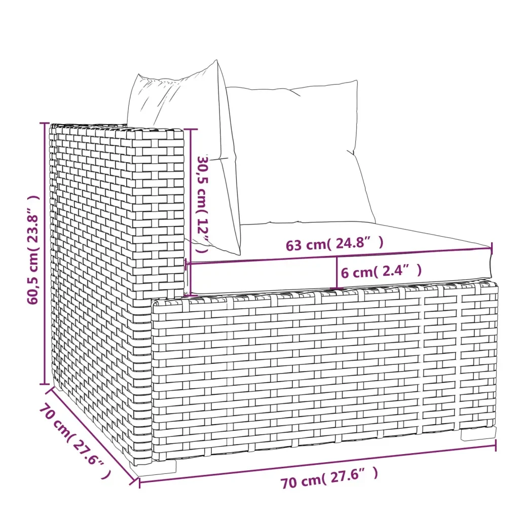 Set Divani da Giardino 9 pz con Cuscini in Polyrattan Nero 3102057 - Image 9