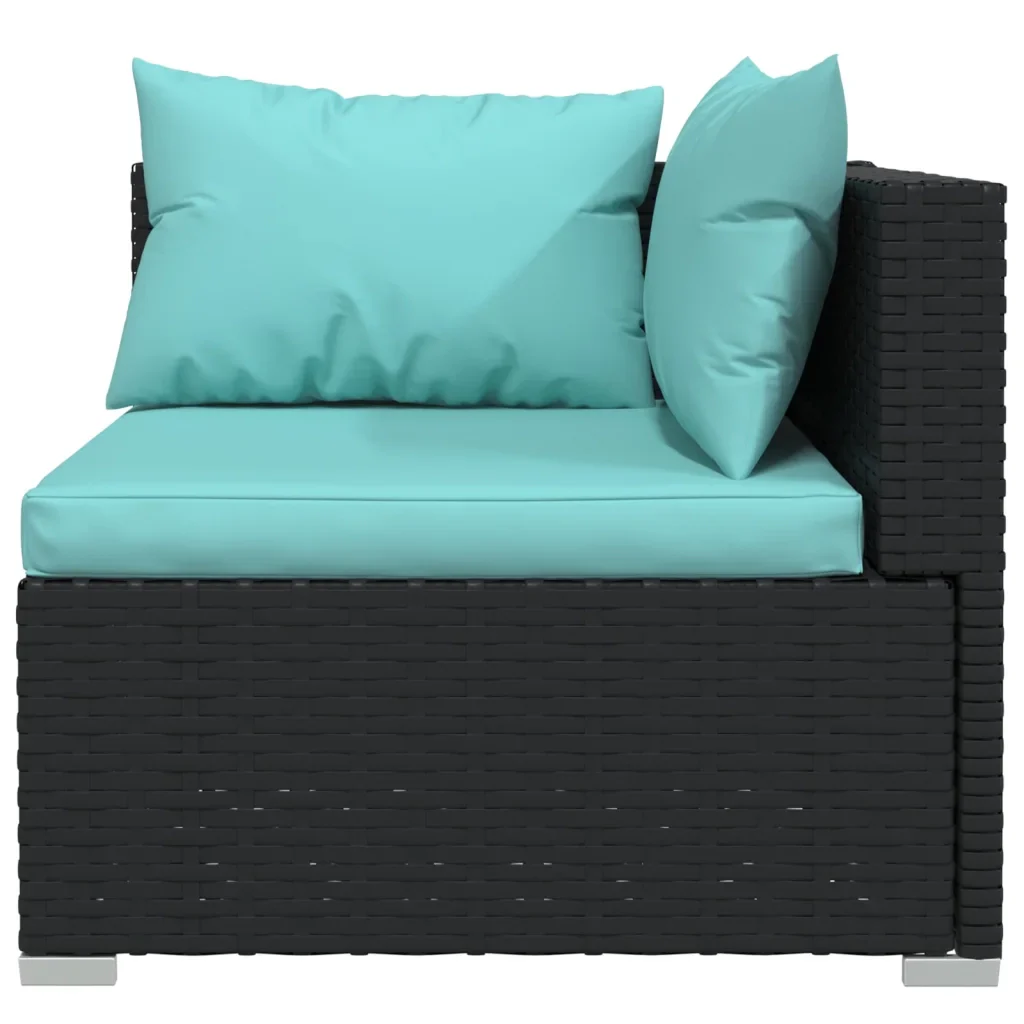 Set Divani da Giardino 9 pz con Cuscini in Polyrattan Nero 3102289 - Image 6